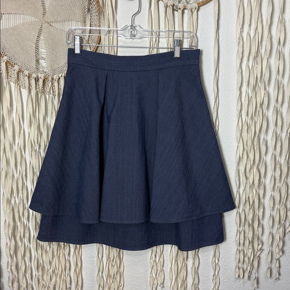 COS Blue Chambray Denim Layered Mini Skirt Size 6
